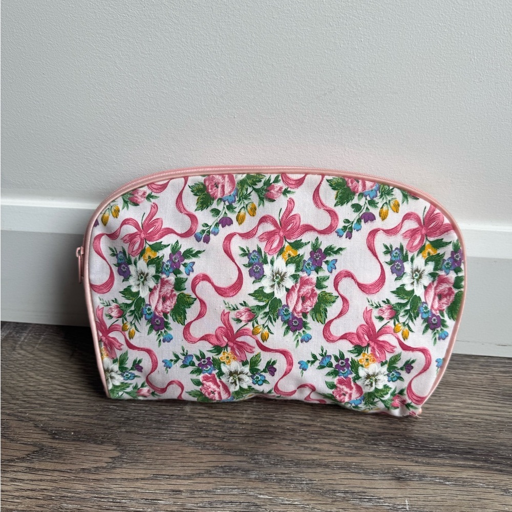 Retro Floral Pink Cosmetic Pouch